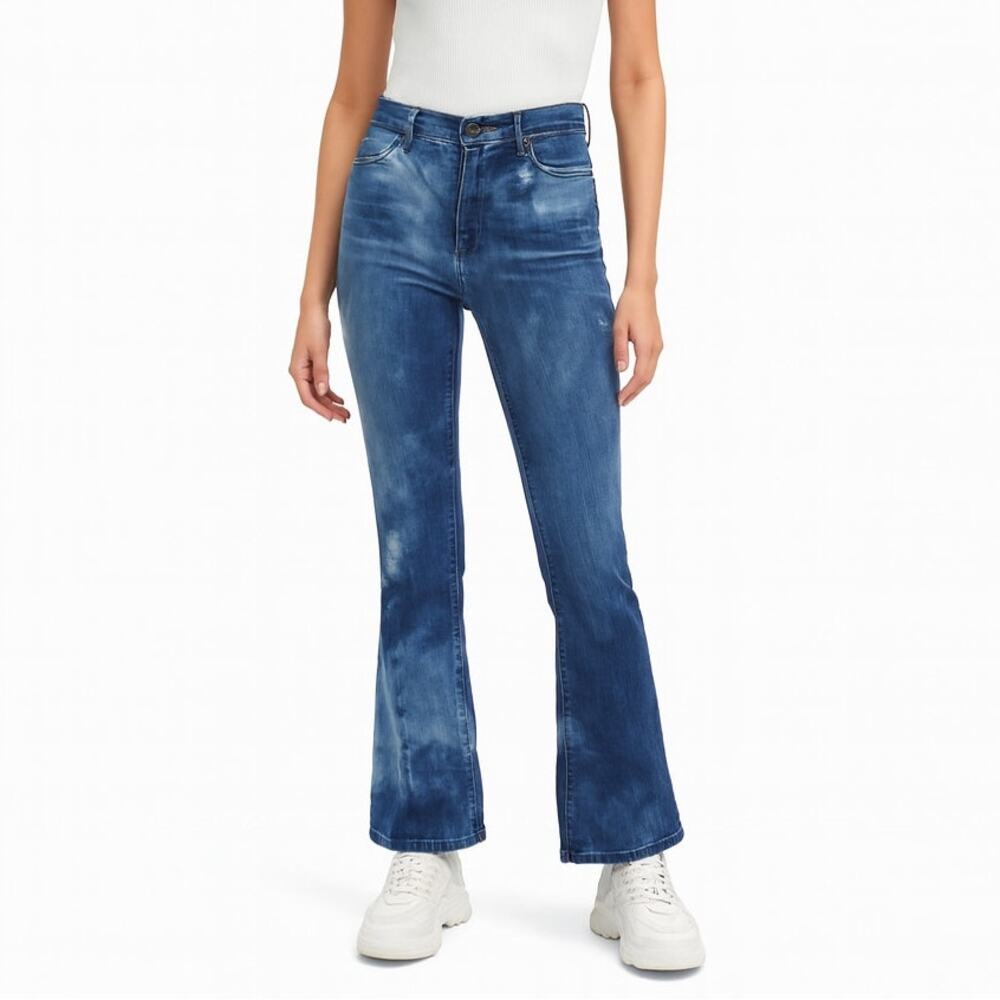 J. Brand Remy Jeans Sincere High Rise Bleach Dye Wide Leg Flared Jeans 32"
